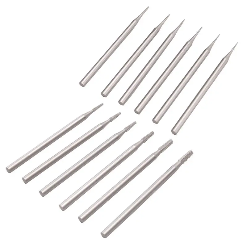 

BHBD-12Pcs Jewerly Burr Sets -3/32Inch Shank Cone Tapered Cross-Cut Shape Lapidary Burr Jewelry Engraving Bits Carving Tools