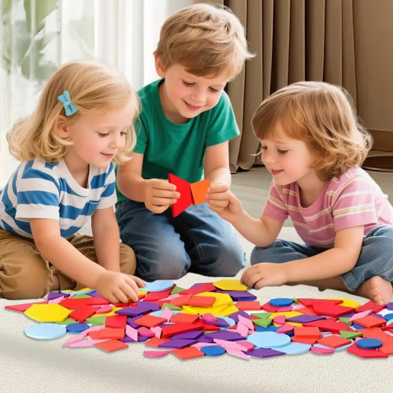 패턴 블록 유치원 교육 기하학 퍼즐 Tangram 장난감 퍼즐 블록 유치원 교실 홈 스쿨 여행 파인