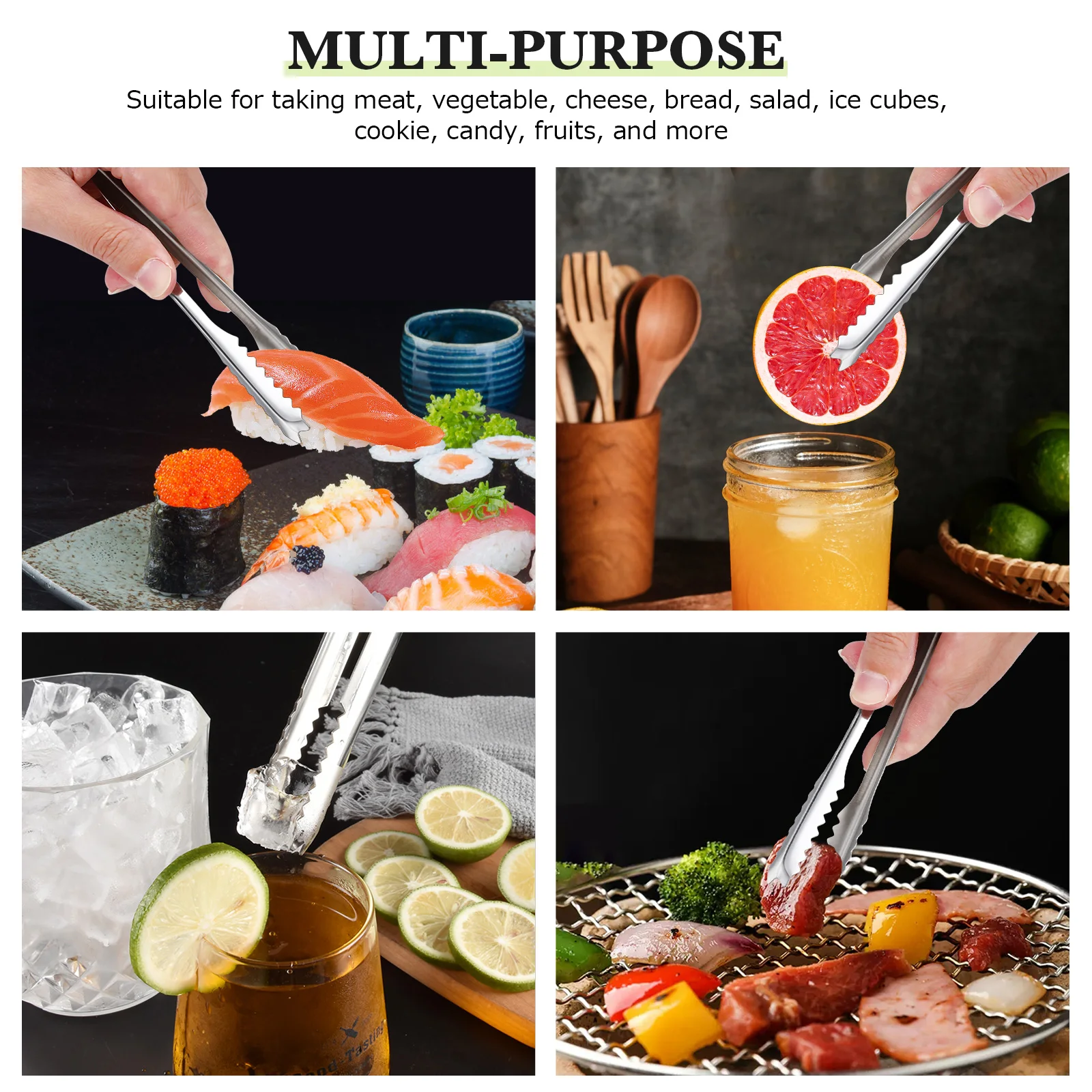 

Stainless Steel Ice Tong Hard Firm Rust Resistant Textured Tips U Shaped Serving Tong for Kitchen Bar Picnic Buffet