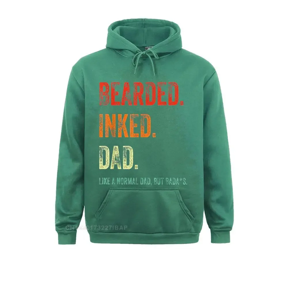 Bearded Inked Dad Like A Normal Dad But Badas Tshirt Hoodie Adult Sweatshirts Design Hoodies Latest Personalized Sportswears