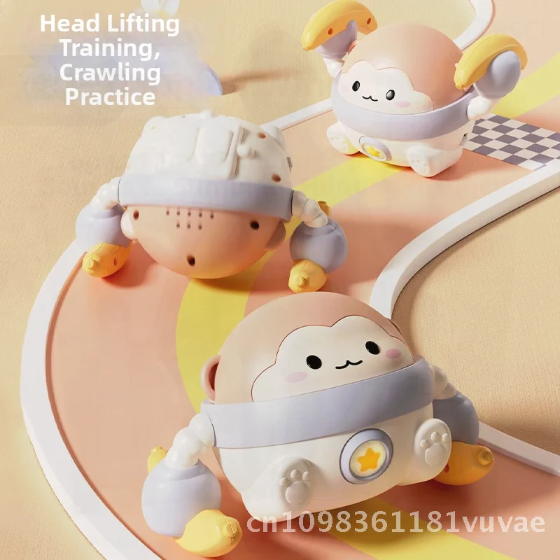 0-1세 아기 교육용 장난감 원숭이 - 머리 들어 올리기 연습 및 기어가는 법 배우기, 인터랙티브 텀블링 원숭이 장난감