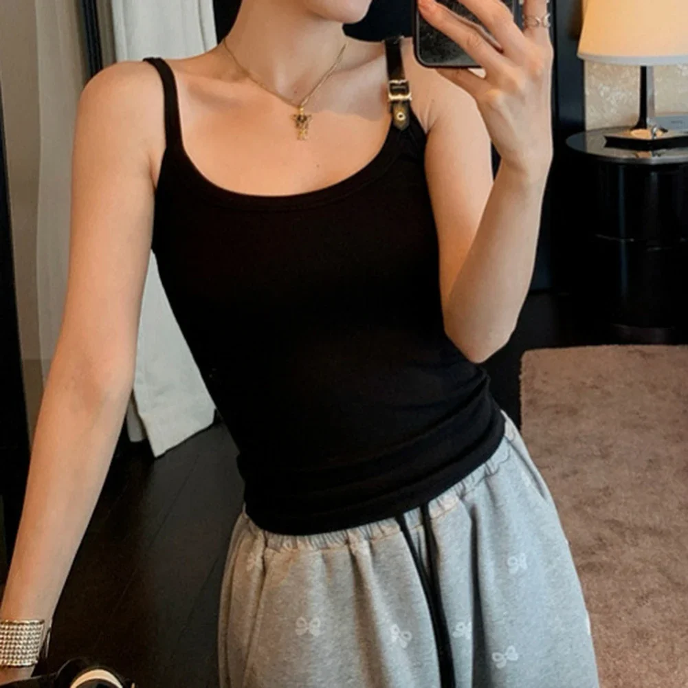 Top informal Ropa interior Ropa diaria Diseño de moda Ajuste suelto Estiramiento medio Patrón sólido Ropa de verano Todas las estaciones