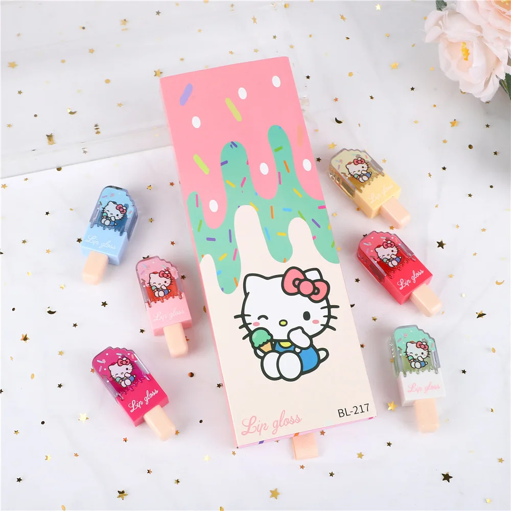 6PCS Disney Stitch Cute Ice Cream Glossy Color Changing Lip Gloss Set Watery Longlasting Girls Lips Makeup view 6