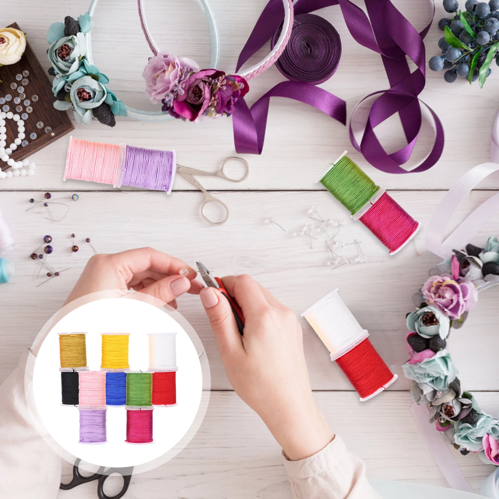 

10pcs 10 Colors 10M 0.8Mm Nylon Cord For Jewelry Making Durable Beading String Craft Supply Knitting Thread Diy Accessory Tool