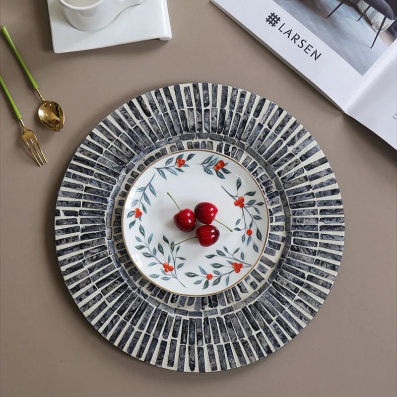 Shell Placemat Heat-Resistant Matt Creative Shell Plate Luxury Round Western Dining Mat Home Tray