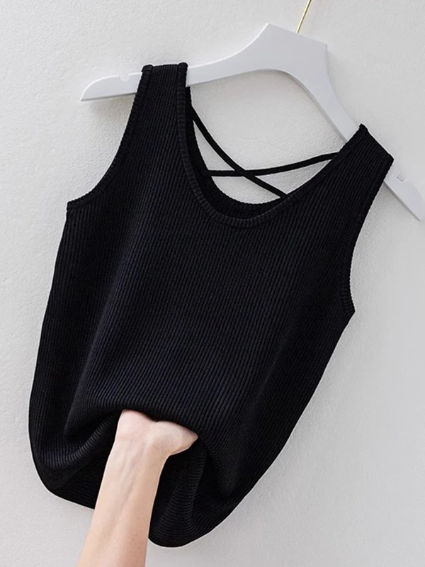 

Элегантный летний женский вязаный жилет без рукавов с круглым вырезом, без этикетки, модный повседневный стиль, дышащий, для города