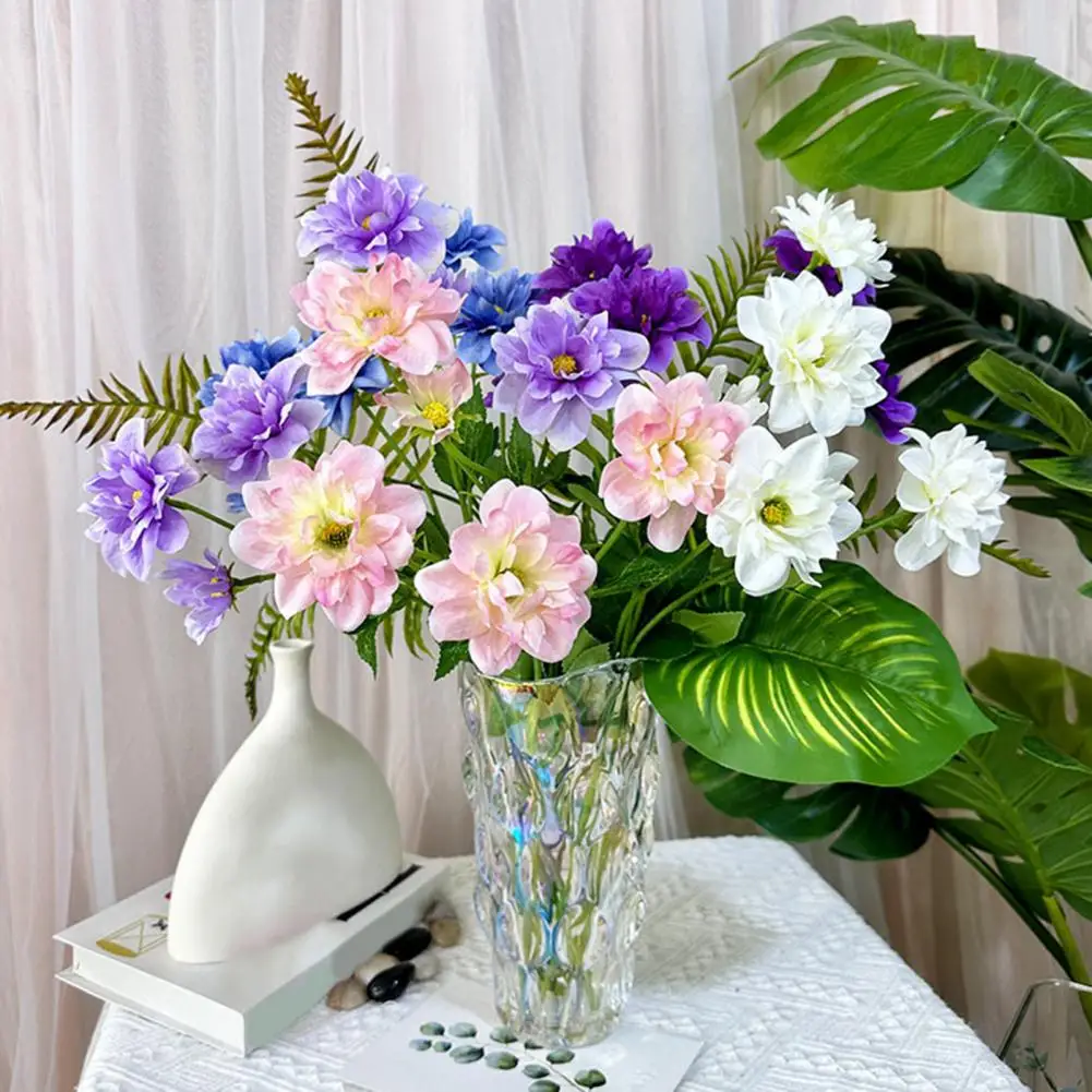 Realistic Fake Flowers for Home Decor Simulated Snow Lotus Artificial Flowers with Bendable Stems Reusable Faux for Wedding