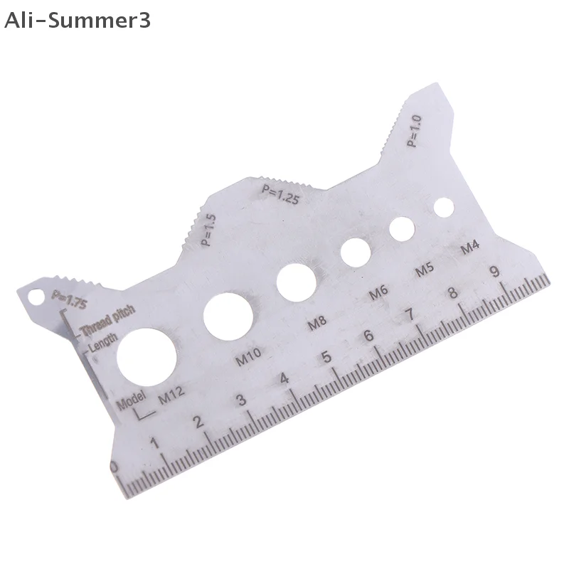 (YY)1Pc Bolt Measuring Tool Bolt Thread Stainless Steel Sizer Flat Double-Sided Screw Measuring Device for Pattern Jewelry Watch