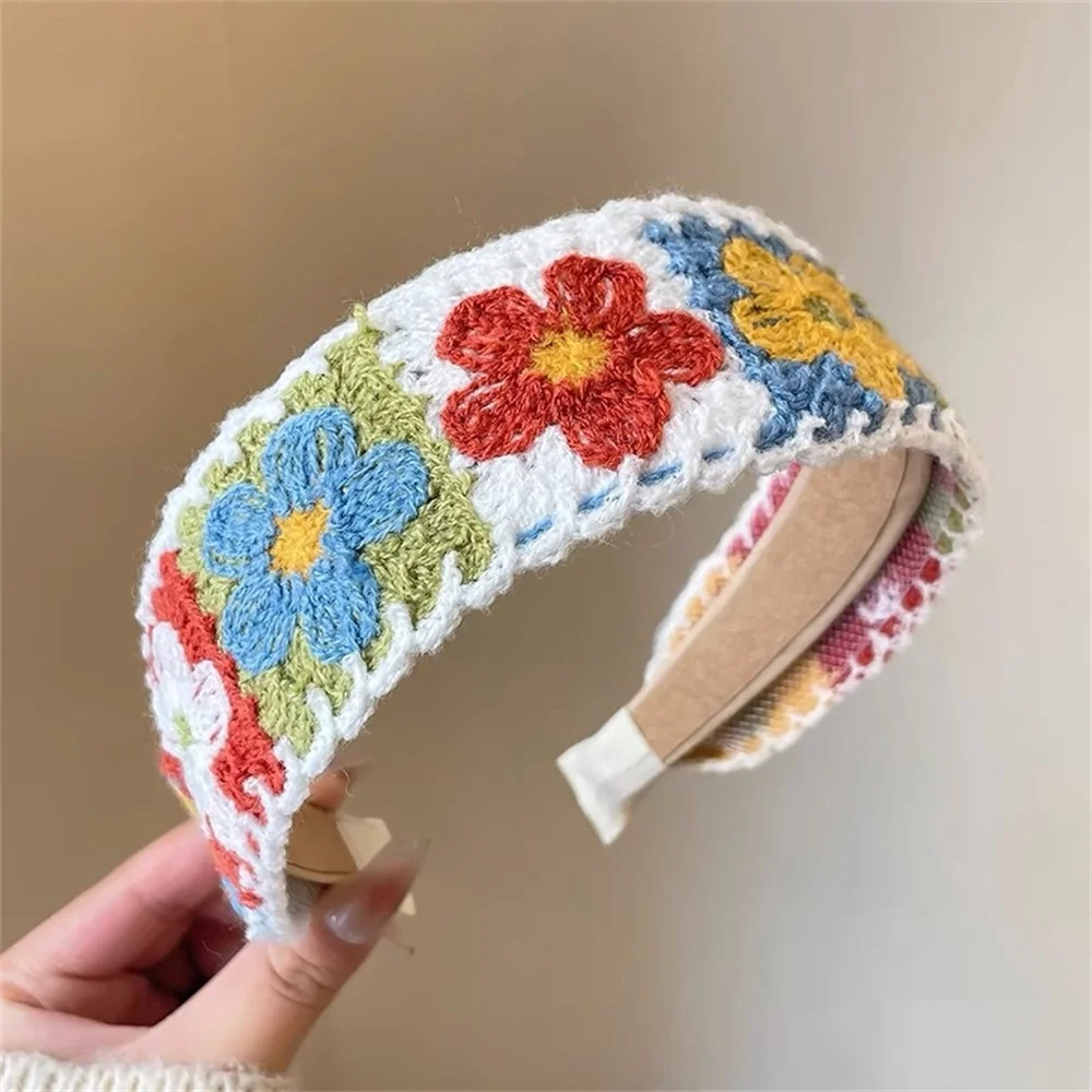 

Knit Wide Headwear Children'S Colorful Woolen Hairband Daily Wear Hair Styling Sweet Flower Kids Hair Hoops Hair Accessories