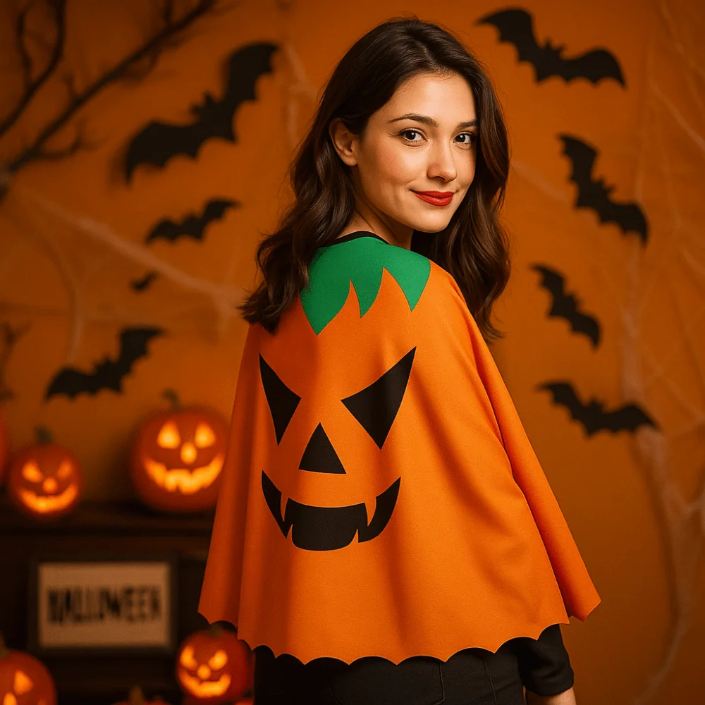 

Clothing Prop Halloween Cosplay Cape Fun Interaction Spider Net Ghost Hooded Cloak Loose Pumpkin Witch Cosplay Cloak Adult