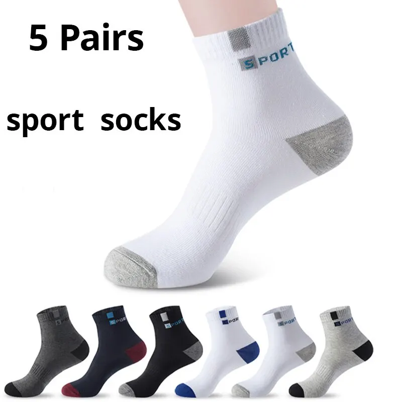 5 Pairs High Quality Polyester Fiber Breathable Deodorant Business Men Tube Socks For Autumn And Spring Summer