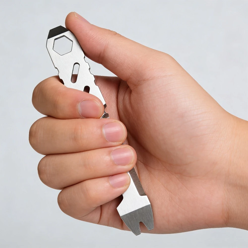 Mini Chave Hexagonal EDC de Aço Inoxidável Multifuncional para Uso Externo, Ferramenta Portátil para Reparo de Bicicletas e Equipamento de Camping