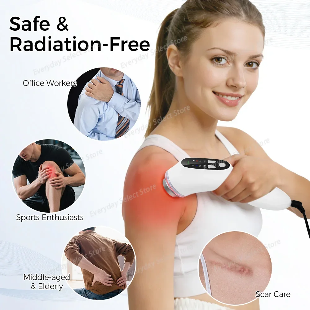 Dual Frequency 1MHz 3MHz Ultrasonic Physiotherapy Device Handheld 3 Levels Hot Compress Muscle Relax for Neck Back Knee Home Use