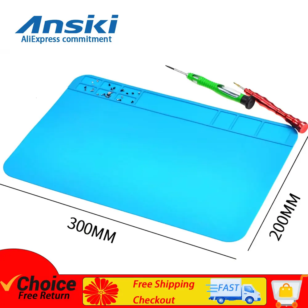 Ansiki 300x200mm Repair welding work pad High Temperature Resistant Silicone Pad ESD Anti-Static waterproof for Repair tool kit
