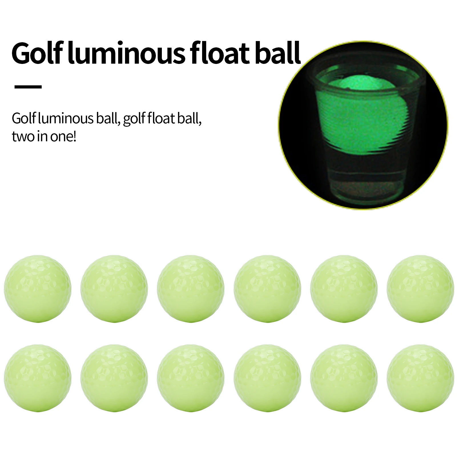 12Pcs Glow Golf Balls Luminous Night Golf Floating Balls Glow In The Dark For Night Sports