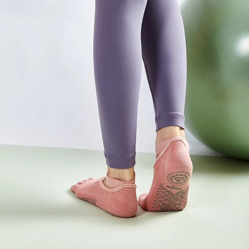 Atmungsaktive Yoga-Socken für Damen, Ballett, Tanz, professionell, rutschfest, Silikon-Verband, Baumwollsocken, Pilates, Fitnessraum, geteilte Zehenpartie