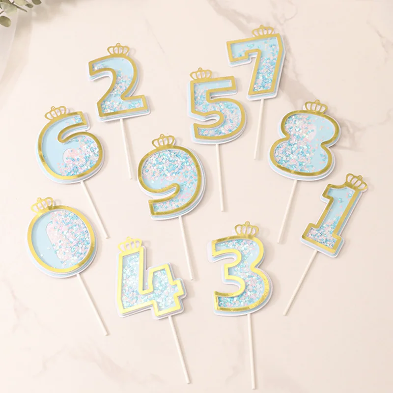 New Sequins Digital Candle Birthday Number Cake Candle 0 1 2 3 4 5 6 7 8 9 Cake Topper Girls Boys Baby Party Supplies Decoration