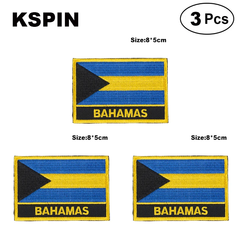 Bahamas forma retangular remendos bandeira bordado remendos bandeira nacional remendos para vestuário decoração diy