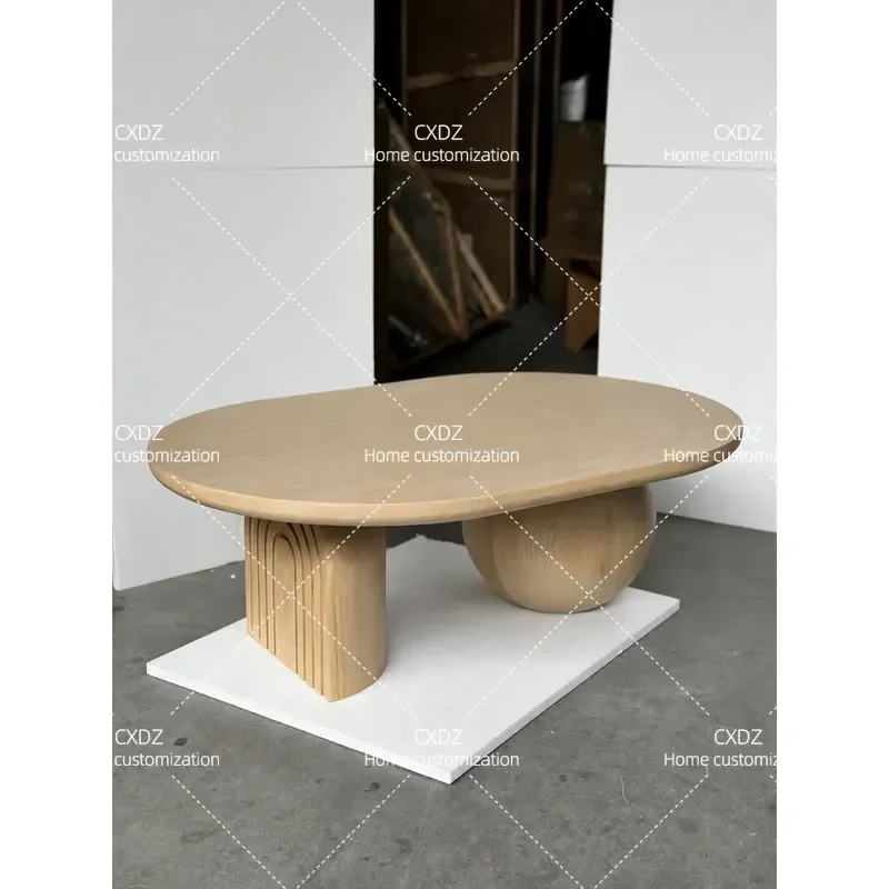 Medieval cream style coffee table household living room coffee table log simple tea table furniture