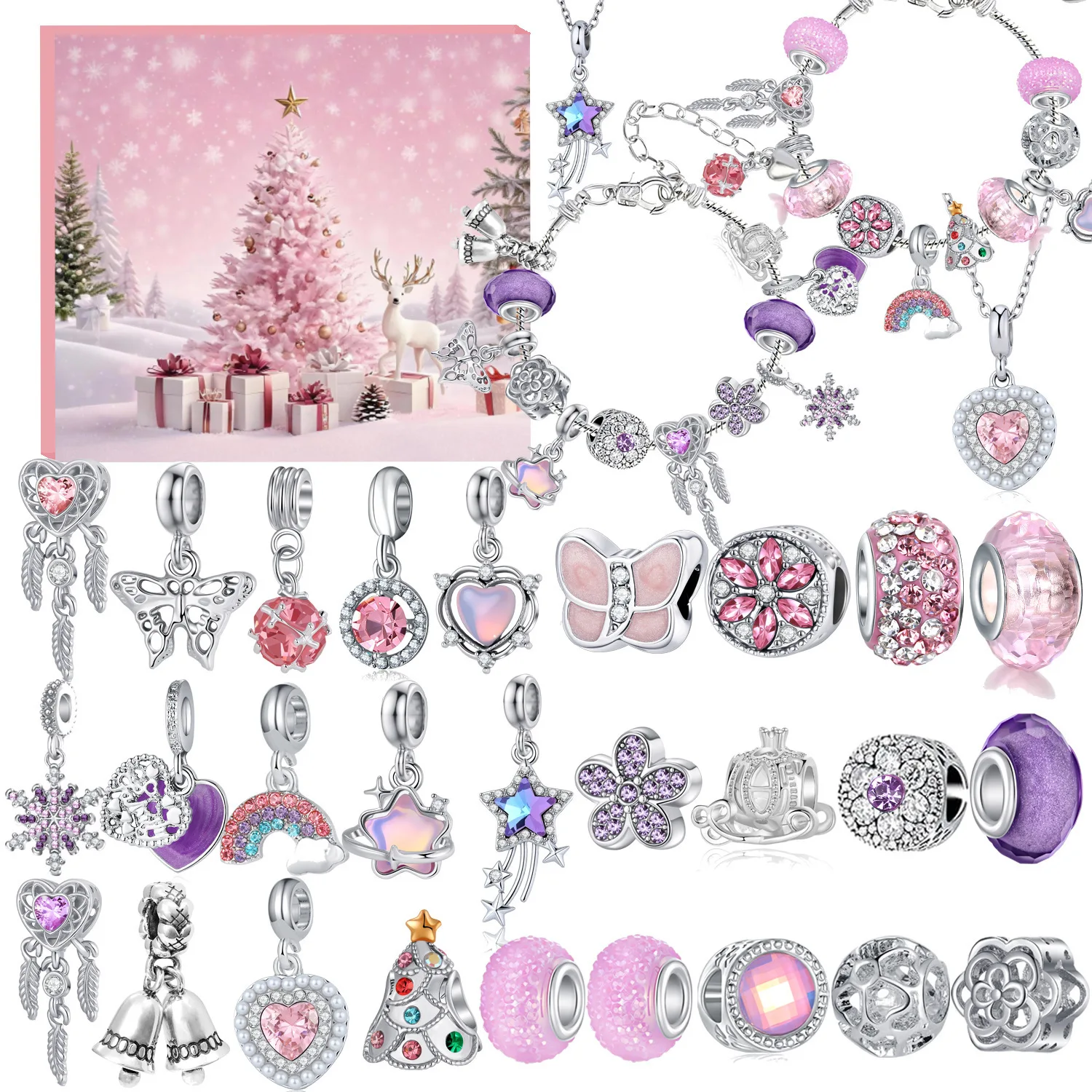 

Jewelry Advent Calendar 2025 Christmas DIY Bracelet Necklace Jewelry Making Kit for Christams Advent Calendar Gifts for Women