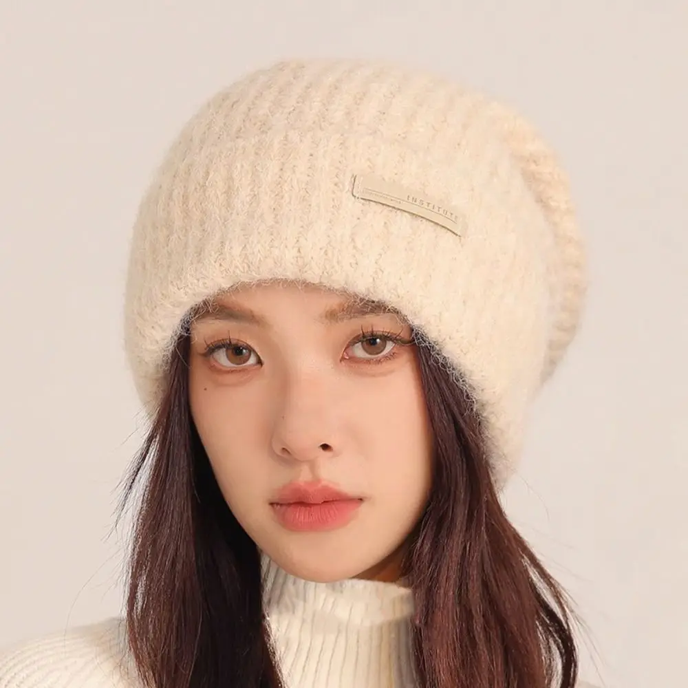 

Letter Korean Style Chic Knitted Hat Thickened Breathable Beanies Hat Trendy Warm Pullover Hat Outdoor