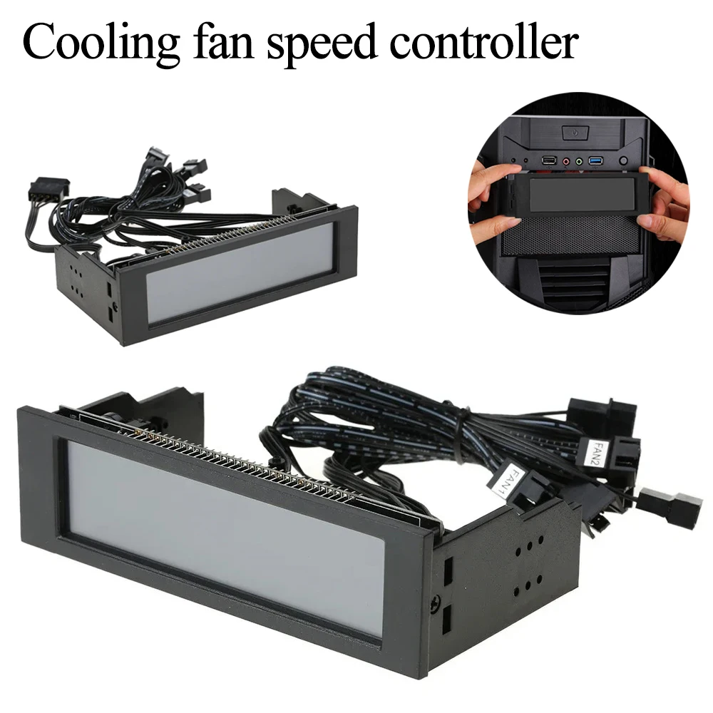 5.25'' 5 Channel Touchscreen Computer Case Cooling Fan Controller Temperature Monitor Automatic Speed Control Cooler LCD Panel