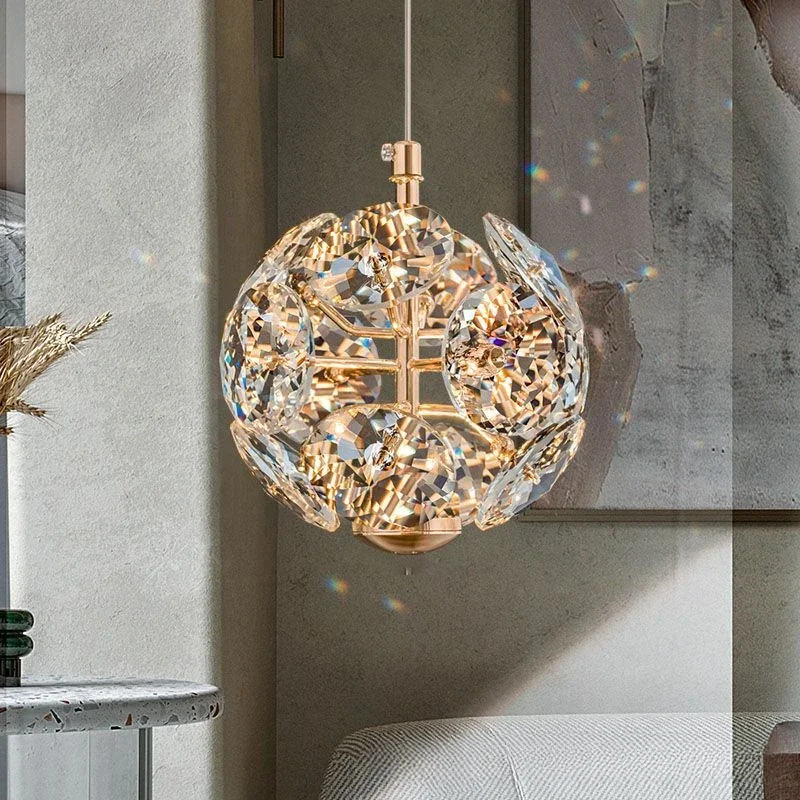 

Led Light Luxury Imitation Crystal Bedside Pendant Light Postmodern Creative Dining Room Dining Room Bedroom Hanging Line Light