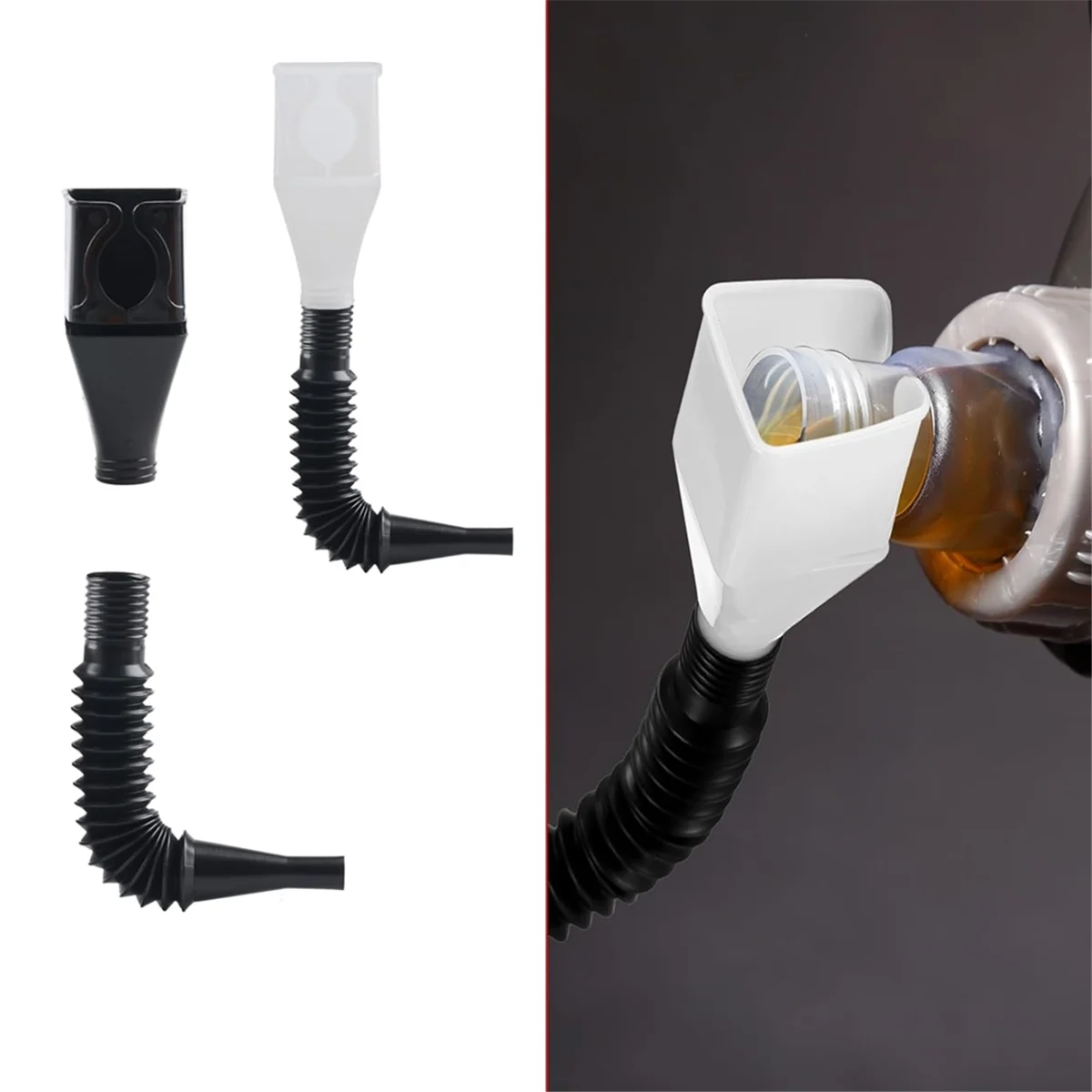 

AA98 10 Pcs Automotive Funnels Set Wide Mouth Fuel Funnels Right Angle Funnels, with Detachable Spout and Filter