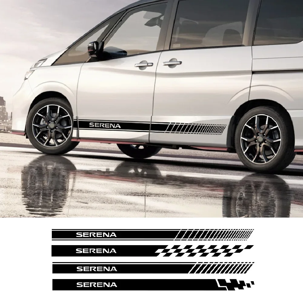 

2PCS Car Side Door Stickers For Nissan Serena C23 C24 C25 C26 C27 Accessories Tuning Long Stripes Graphics Vinyl Decals