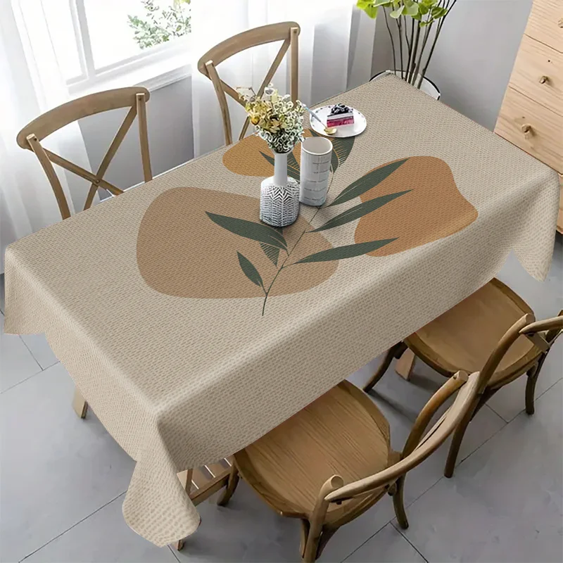 One tablecloth made of rectangular, durable polyester fabric.