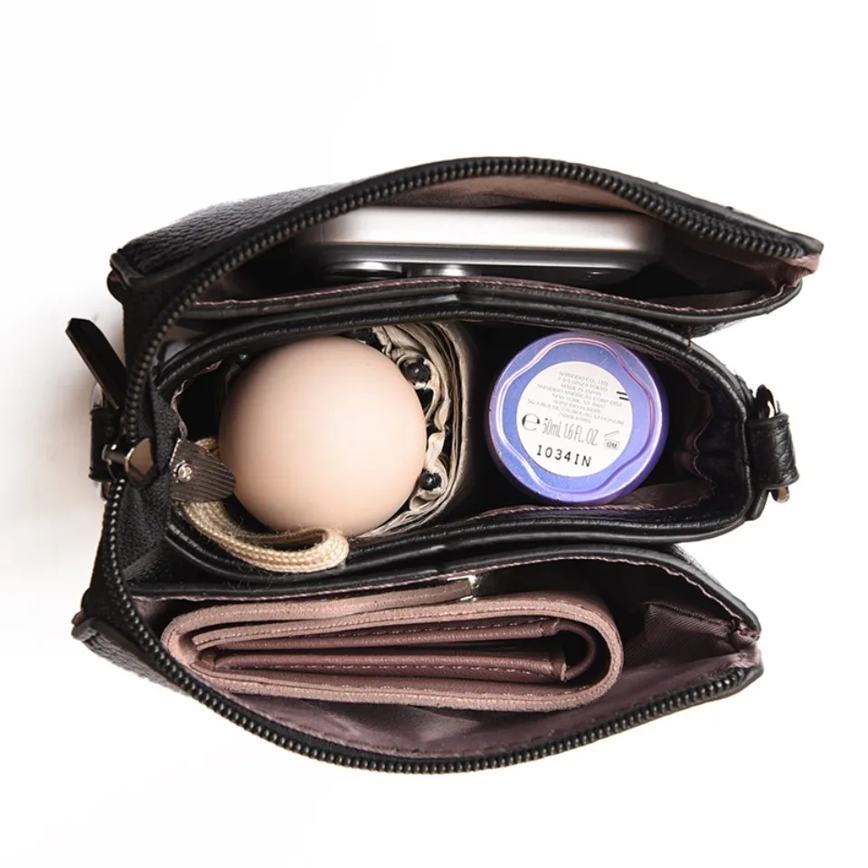 Casual Women Shoulder Bags Soft Pu Leather Multi-pocket Purse Phone Bag Solid Color Small Crossbody Bags for Women Ladies Wallet