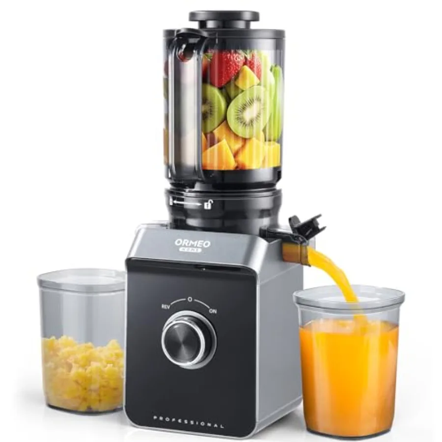 

Cold Press Juicer for Home Use, Stainless Steel Body, Black, 99.6 Juice Purity with Large 5.0 Feed Chute, Quiet Motor, BPA-Free