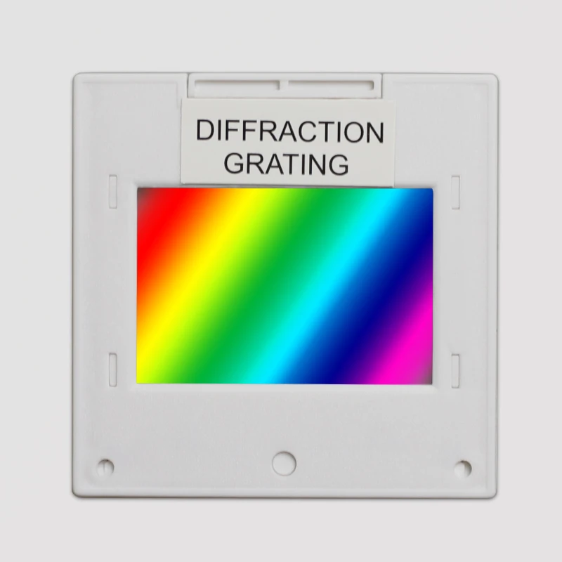 50X50mm PET Trasmission Diffraction Grating Spectral Decomposition Optical Experiment Nano Engraving