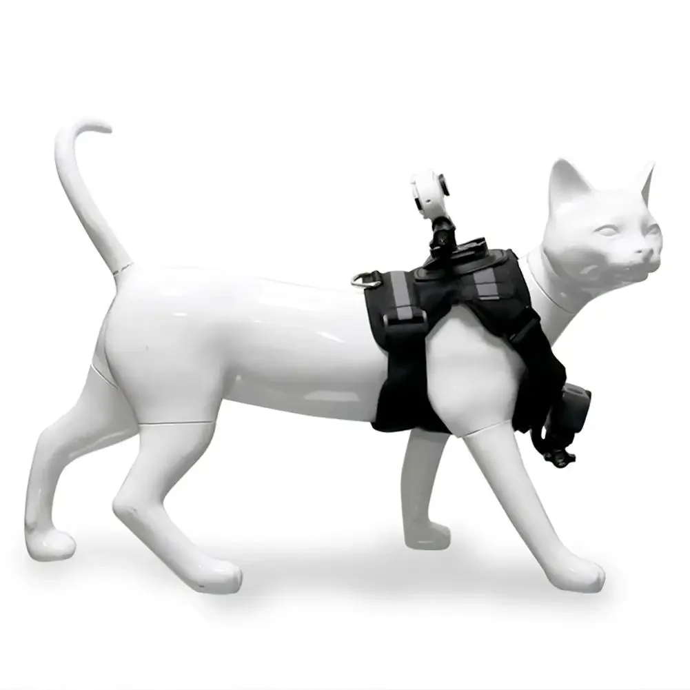 1pcs Pet Cat Vest Photo Stand For Action For Cameras Pet Vest Photo Stand First-person Dual-camera Cats Black Accessories view 2