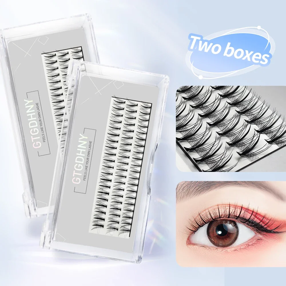 DIY Lashes Two Boxes 10P 20P Mix Heat Bonded A/M Shape Spikes Cluster Eyelash Extension 3D False Individual Makeup Premade Fan