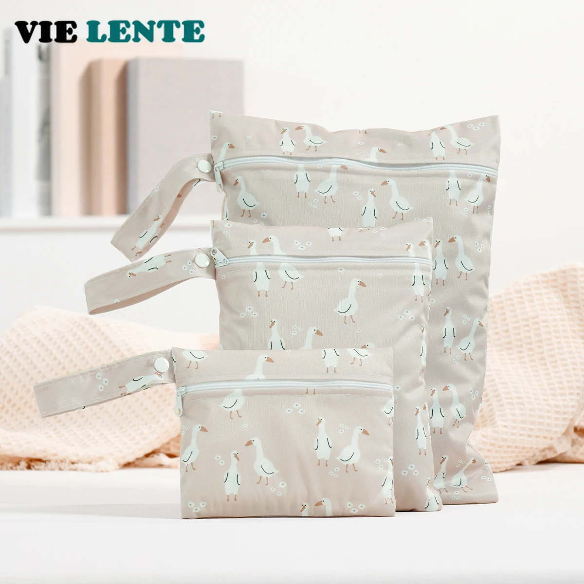 Elinfant 3PCS Recycled Fabric Waterproof Wet Dry Bag Portable Diaper Bag Sanitary Storage Bag Baby Changing Bag