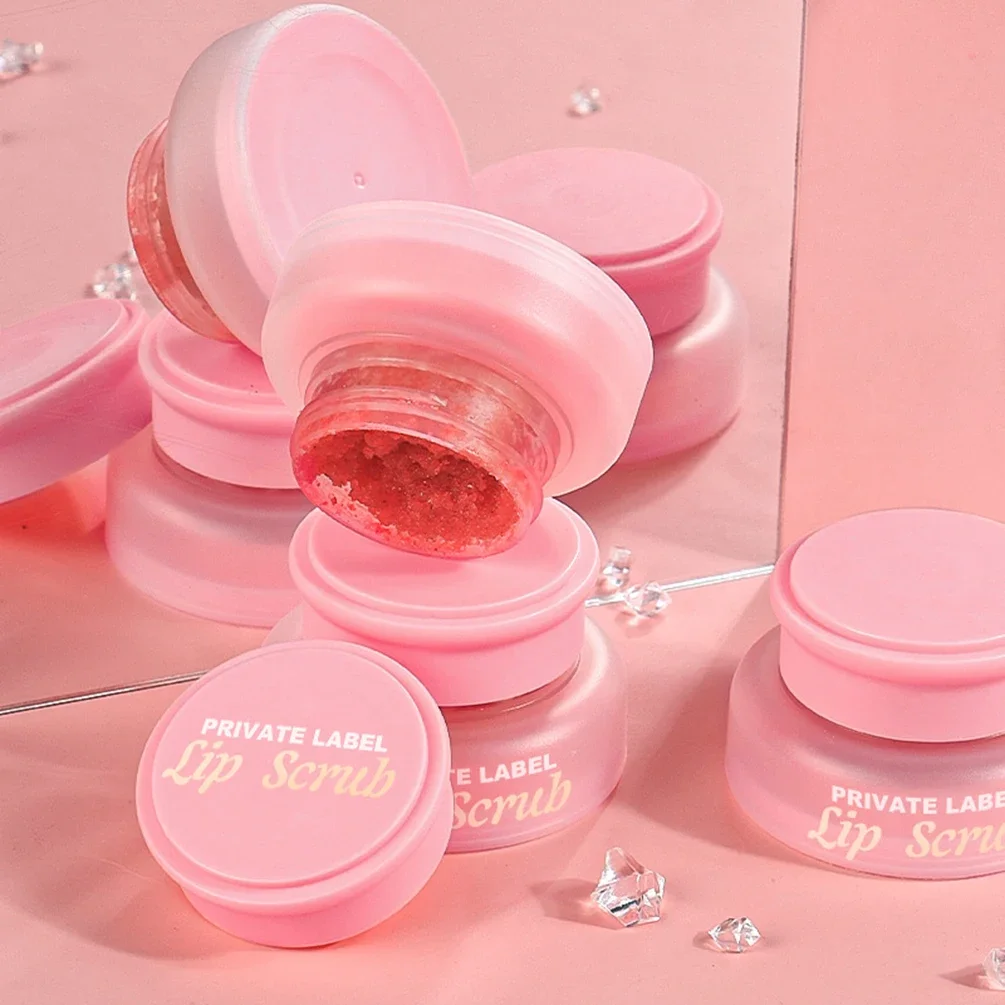 

10 г скраб для губ под частной торговой маркой, индивидуальный логотип, со вкусом клубники, розовый тюбик, отшелушивающая влажность, увлажняющий макияж для губ, мертвая кожа