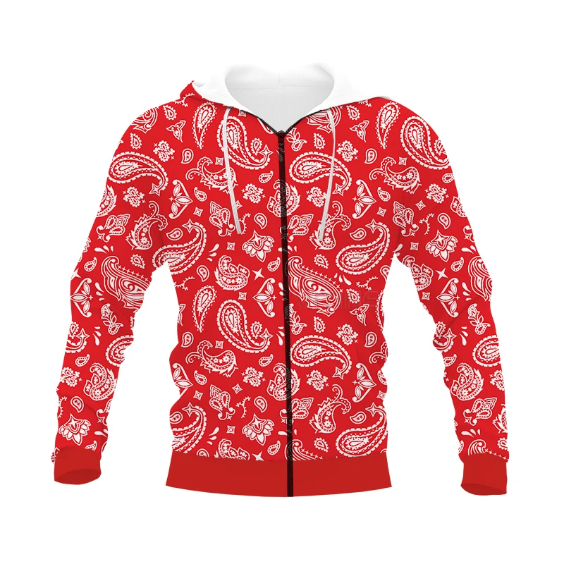 

New 3D Print Bandana Red Paisley Clothing New Fashion Men/ Women Zipper Hoodies Plus Size S-7XL Harajuku Man Hoodies