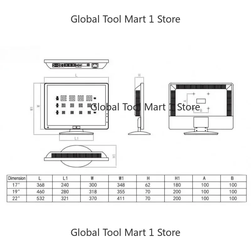 V-C-3 Eye Chart 19 Inch L-CD Visual Panel Chart Lcd Vision Chart
