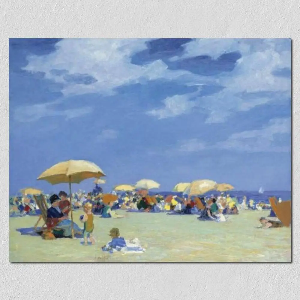 

Seascapes Oil Painting Beach At Far Rock Away Edward Henry Potthast Picture to Canvas High Quality Hand Painted Art Home Decor