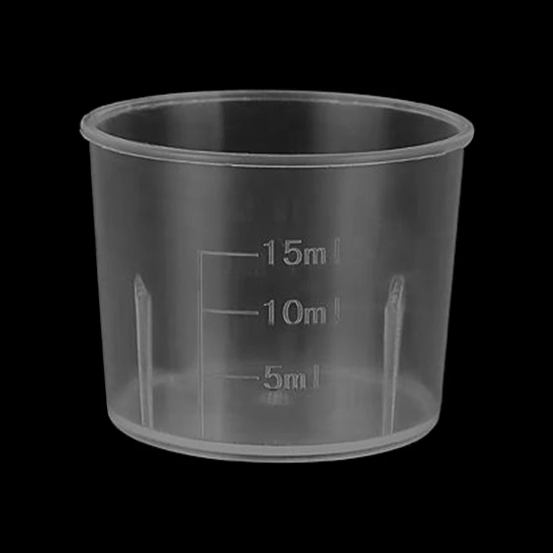 10Pcs 15ml Clear Plastic Measuring Cup Graduated Measure Beaker Measuring Cups For Lab