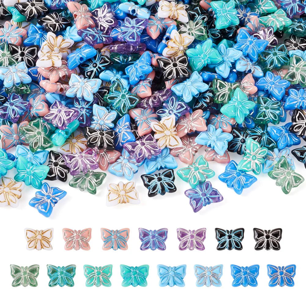 

280/300pcs Colorful Butterfly Rose Flower Acrylic Beads Loose Spacer Beads for Diy Earrings Bracelet Jewelry Handcraft Making