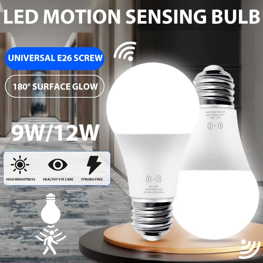 

Motion Sensor LED Light Bulbs12W Motion Detector Auto Activated Security Lighting For Outdoor/Indoor Garage Porch Stairs Patio