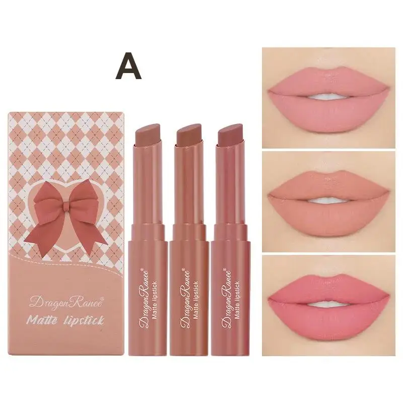 Matte Nude Lipstick Pencil Set Waterproof Long Lasting Non Sticky Crayon Lip Creamy Finish Smudge Proof Color