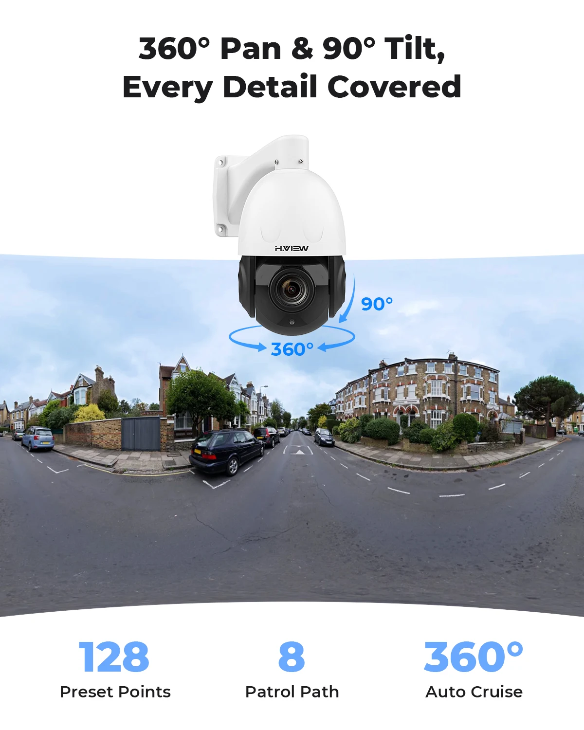 H.view 5MP 30X PoE PTZ Security Camera, 30X Optical Zoom IP Outdoor Camera, 2-Way Audio,500ft Day/Night Vision, Human Detection