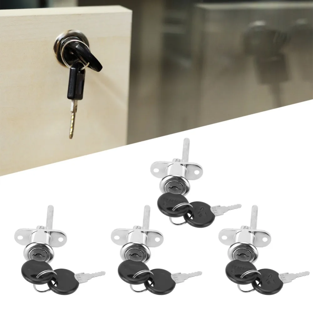 4pcs Durable Zinc Alloy Cam Lock Security Silver Drawer Lock Cabinet Lock Cabinet