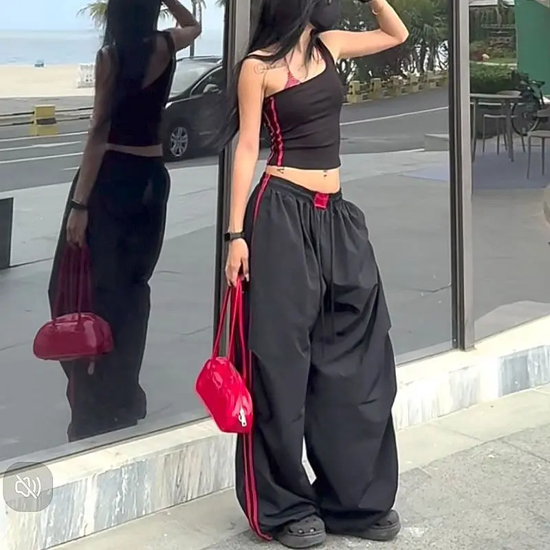 

2025 spring and autumn wear thin paratrooper pants quick-drying tether overalls ice silk pants