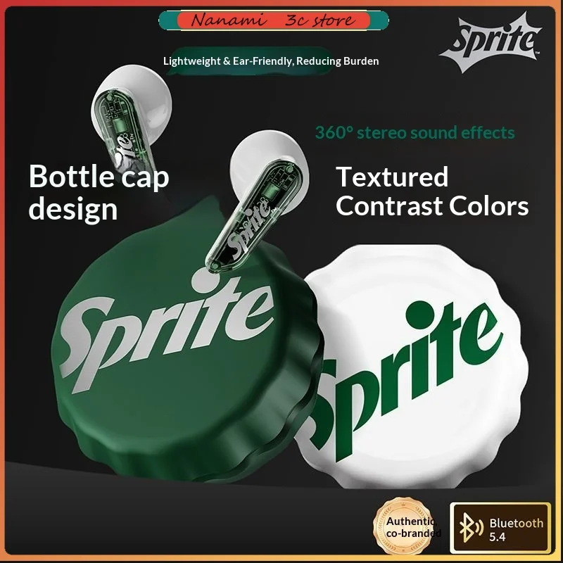 Nuevo Auriculares Bluetooth Coca-Cola x Sprite, altavoz de diafragma compuesto de 13mm, 360 ° Auriculares semiintrauditivos con diseño de sonido envolvente