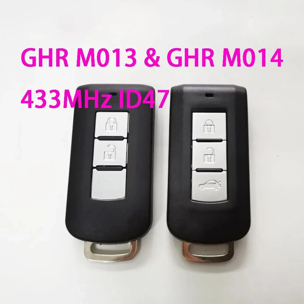 2 Button 3Button 433MHz Keyless Go Smart Remote Control Key For Mitsubishi GHR-M013 GHR-M014 With ID47 Chip