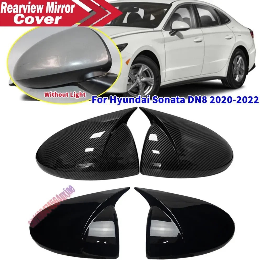 For Hyundai Sonata DN8 2020-2022 ABS Rearview Side Mirror Cover Wing Cap Exterior Door Housing Shell Trim Adhesive Sticker